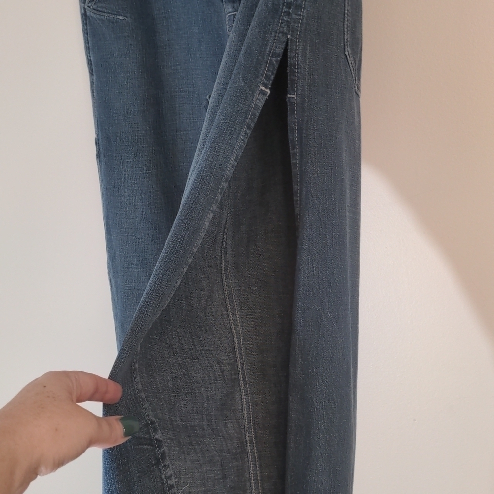 WE The Free Wide Leg High Waisted Open Side Blue Jeans 28 - Picture 5 of 10
